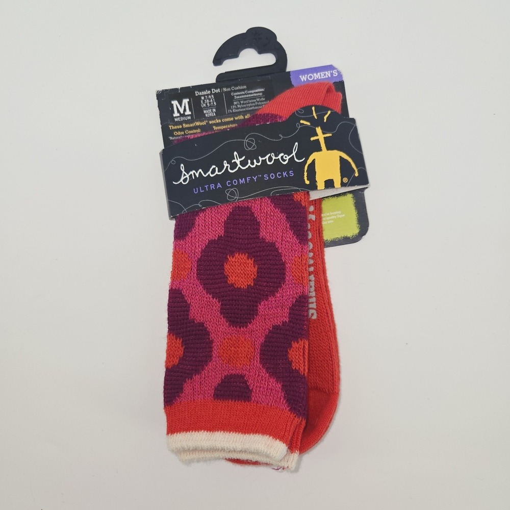 SMARTWOOL Socks Women's Medium 7-9.5 Pink Dazzle Dot Ultra Comfy
